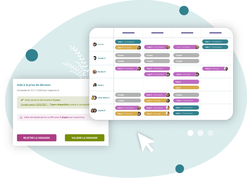 Plannings-conges-absences intégration absences dans les plannings
