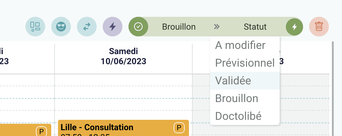 modifier modifier plage par statut