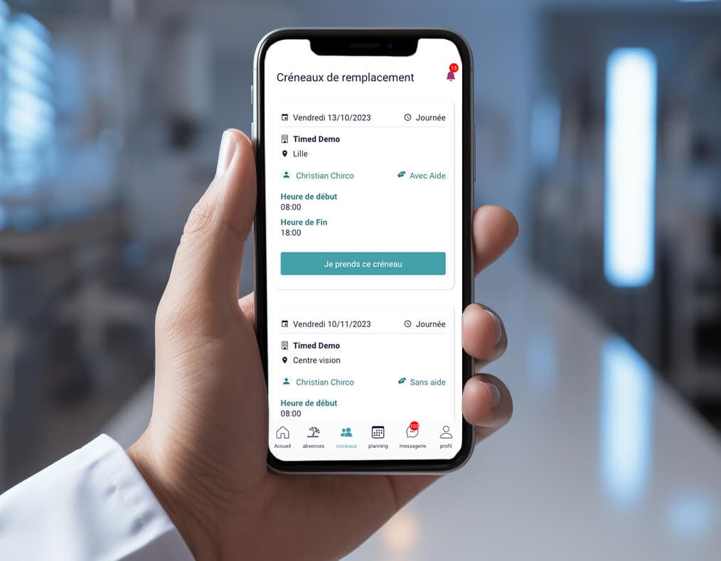 application mobile pour médecins remplaçants