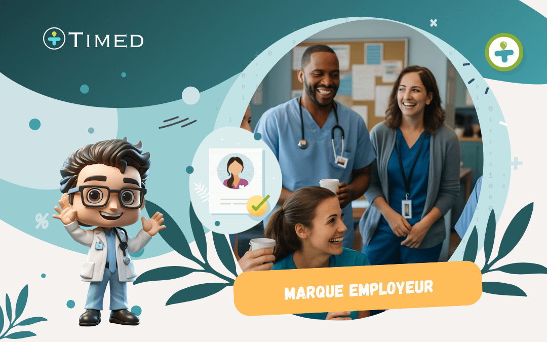 Professionnels de santé dans un cabinet médical, illustrant la notion de marque employeur et de cohésion d’équipe.